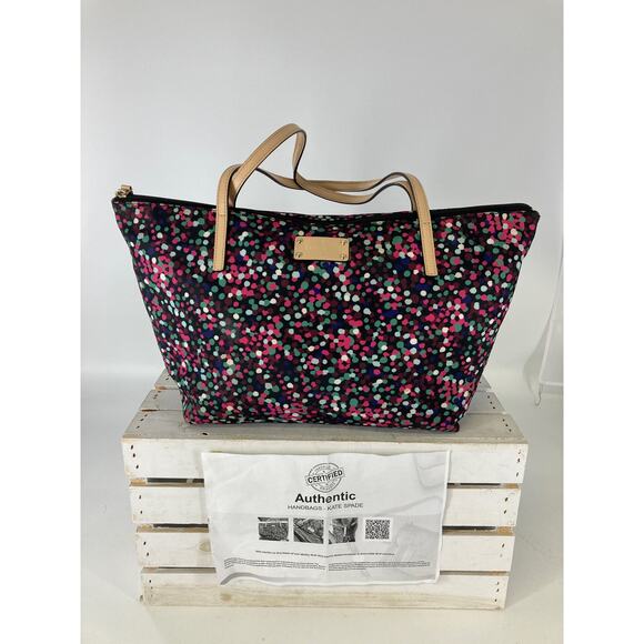 KATE SPADE LARGE MULTI COLOR PRINT NYLON SHOULDER BAG (ASIS) - Picture 1 of 13